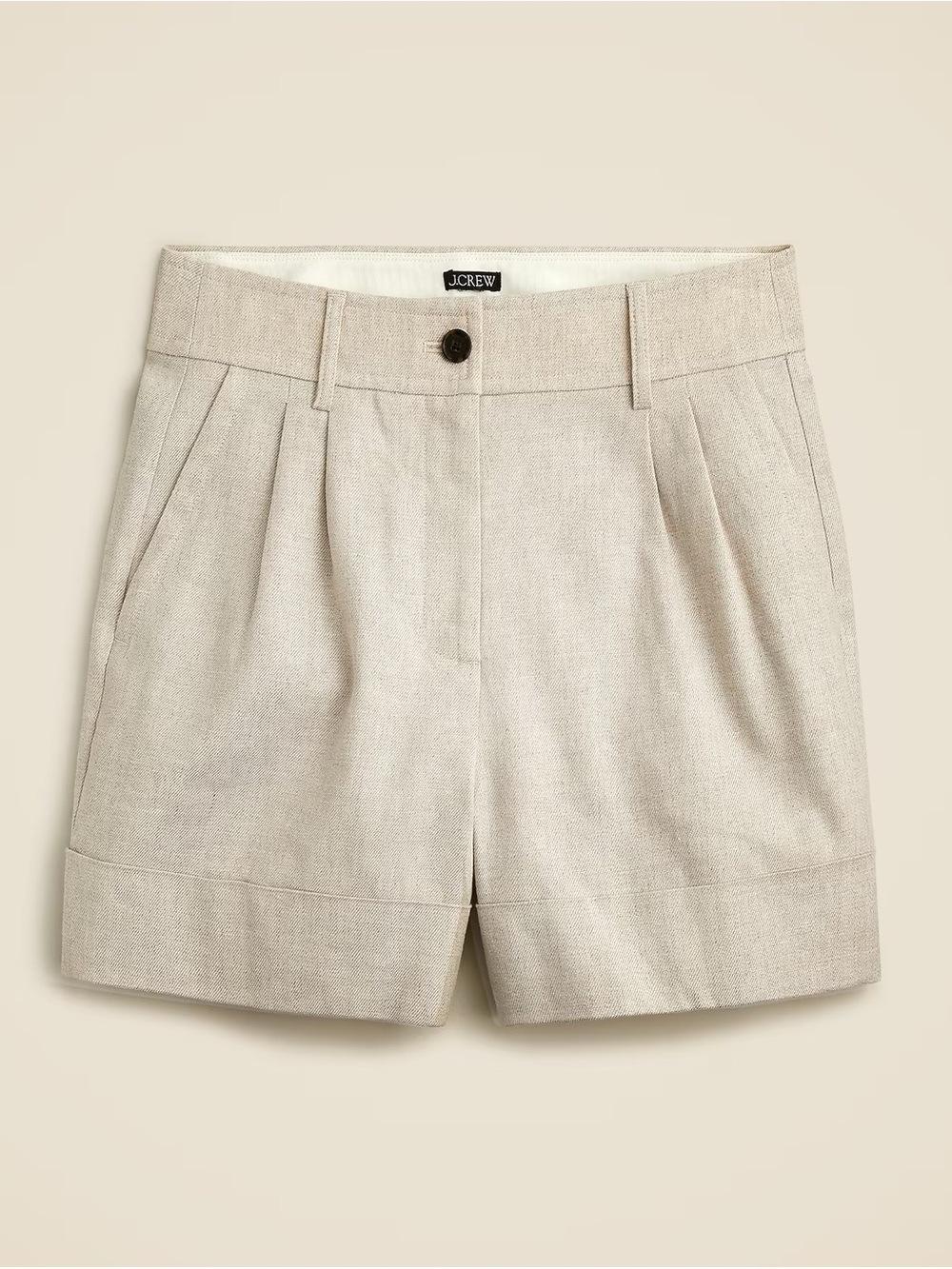 J. Crew Remi Linen Pleated Shorts in Flax